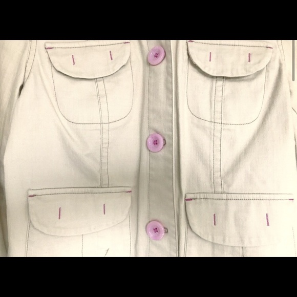 Sigrid Olsen Cotton Jacket Ivory W/ Pink accents Size 6 Spring Jacket Tan Jacket - Picture 3 of 8